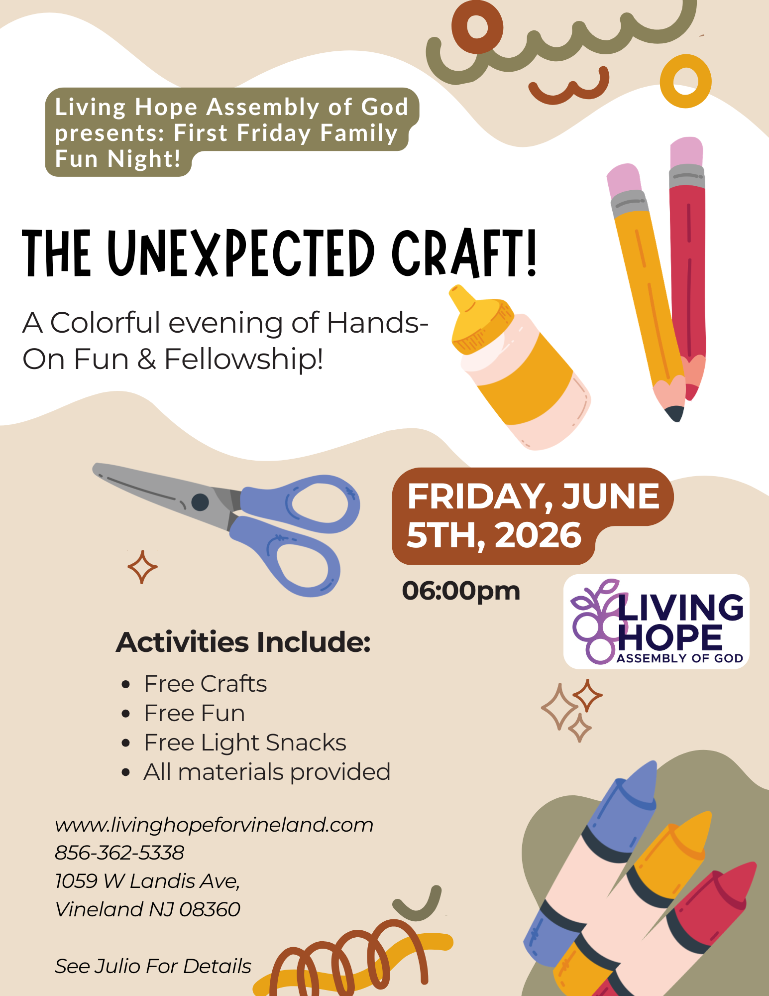 FIRST fRIDAY FAMILY FUN NIGHT – CRAFT ADDITION!